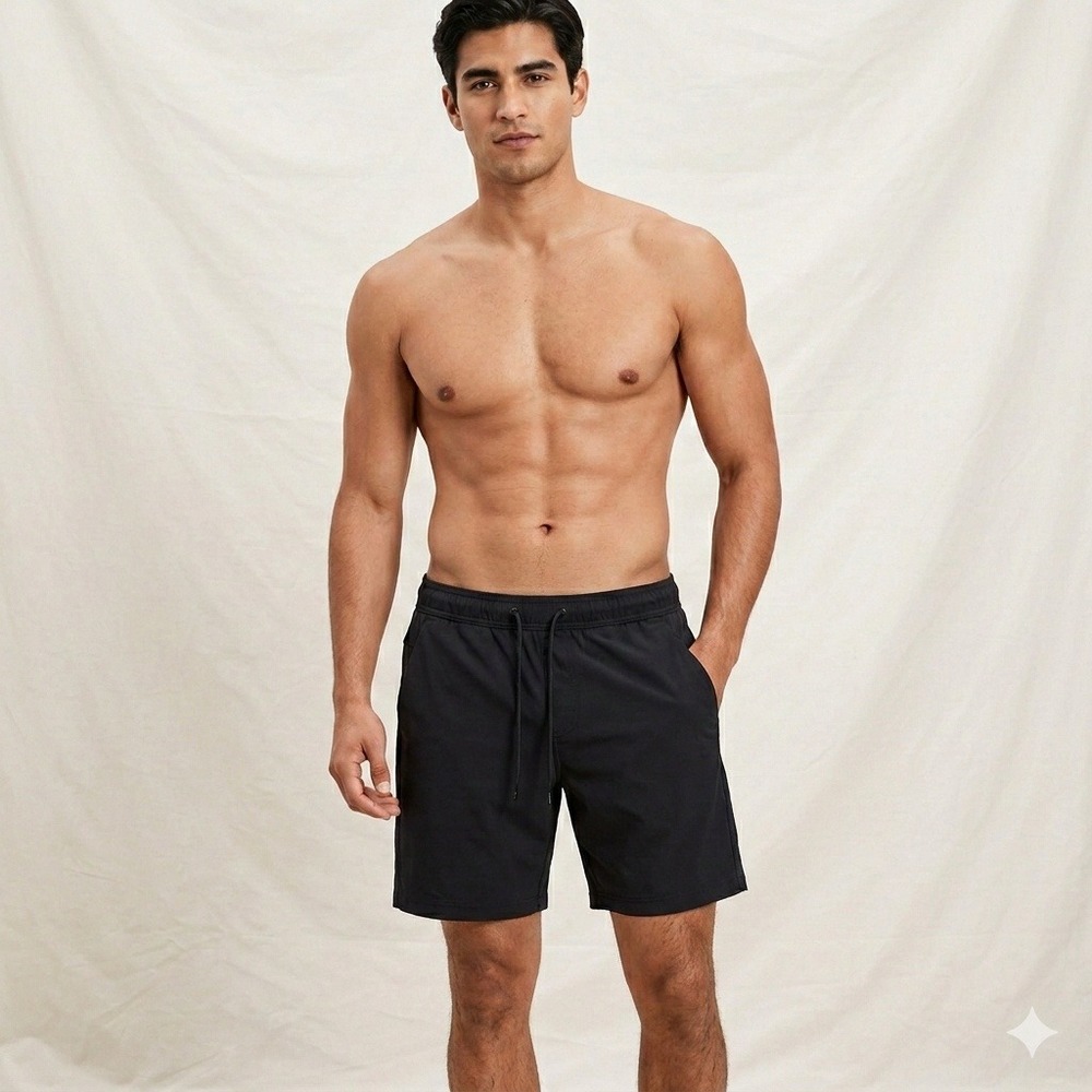 American Eagle Mens Active Training Shorts Black Elastic Waist Small
